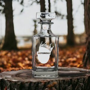 Notorious Decanter 26 Oz Bourbon Whisky Glass King Music Customize Premium NEW